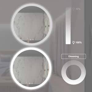 24 in. W x 24 in. H Round Led Frameless Wall Mounted High Lumen Bathroom Vanity Mirror Energy Saving Waterproof Anti-Fog