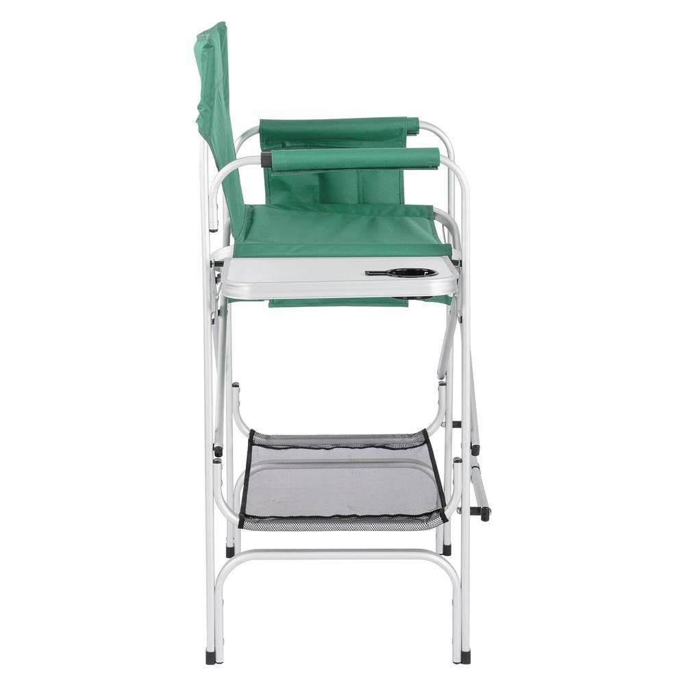 Gzxs Folding Directors Chair Outdoor Camping Chair Makeup Artist Chair with Side Table & Pockets, Green