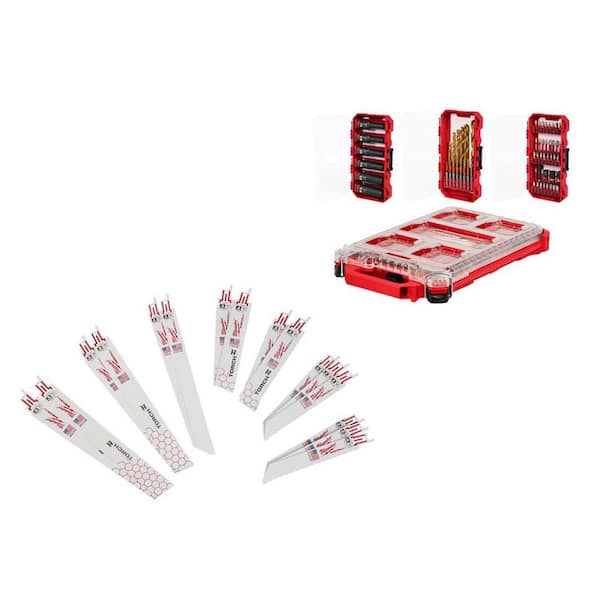 SAWZALL Metal Cutting Reciprocating Blade Set W/ 9 in. 8 TPI NITRUS TORCH Blade (17 PC) & Bit Set w/ PACKOUT (60 PC)