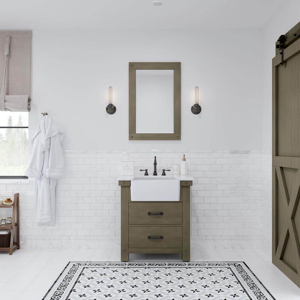 Paisley 31 in. W x 22 in. D Vanity in Grizzle Gray with Marble Vanity Top in White with White Basin price history on PriceWatchPro