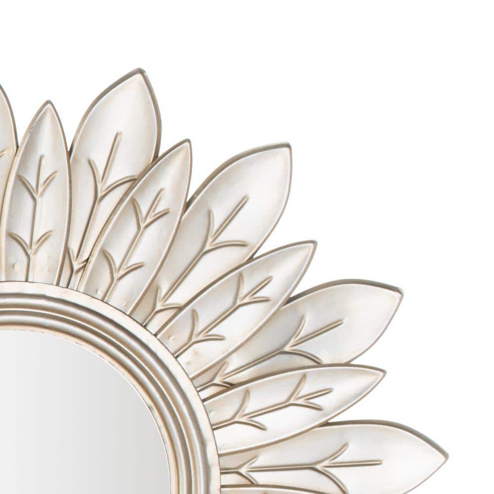 Champagne Gold Sunburst Round Wood Mirror 30.25"