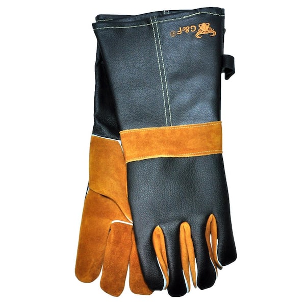 G & F Products Cowhide Grain Leather BBQ and Fireplace Gloves with Extra Long Cuff