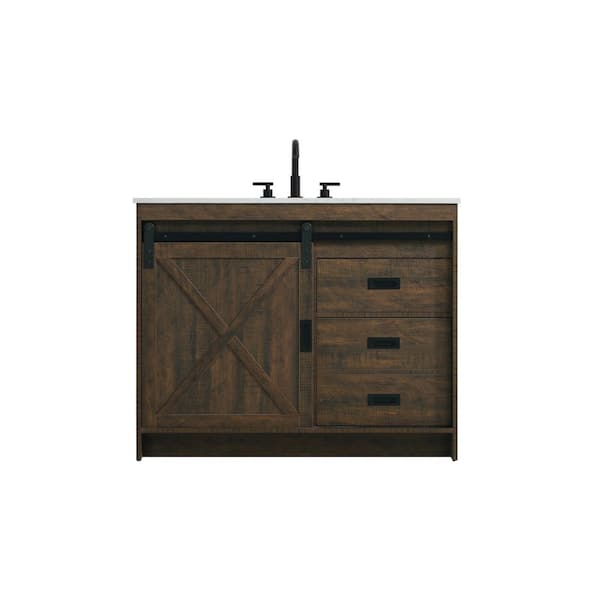42 in. Single Sink Expresso Bath Vanity with White Engineered Marble Top