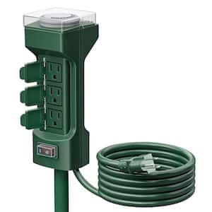6-Outlet Outdoor Stake Timer WITH 6 ft. and Extension Cord Mechanical Power Timer FOR Garden