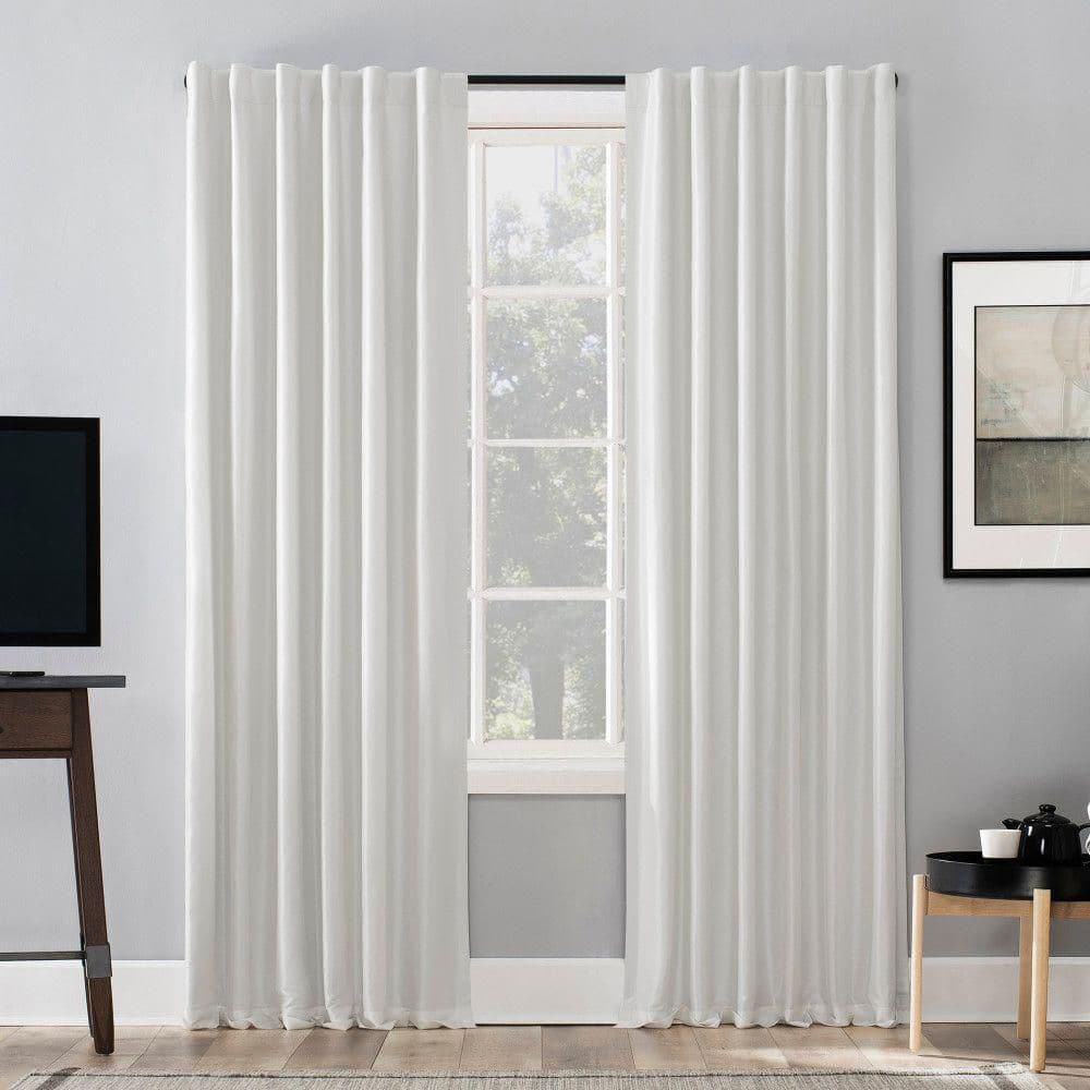 Evelina Pearl White Polyester 50 in. W x 95 in. L Back Tab 100% Blackout Curtain (Single Panel) price history on PriceWatchPro