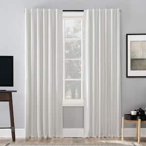 Evelina Pearl White Polyester 50 in. W x 95 in. L Back Tab 100% Blackout Curtain (Single Panel)