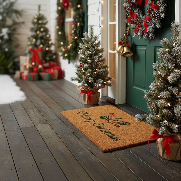 Calloway Mills Christmas Holly 17 in. x 29 in. Coir Door Mat