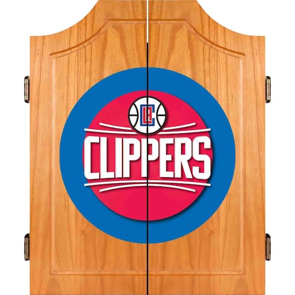 Trademark NBA Los Angeles Clippers Wood Finish Dart Cabinet Set