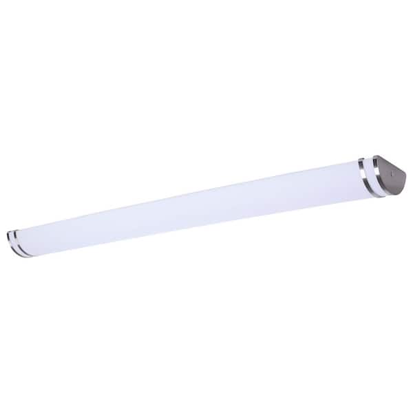 Glamour 49 in. 1-Light Brushed Nickel Selectable CCT Integrated LED Vanity Light with White Acrylic Lens