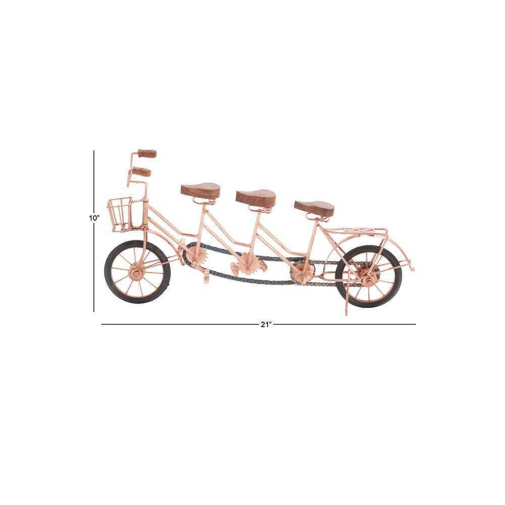 Copper and Wood Tandem Bicycle Sculpture, 21"