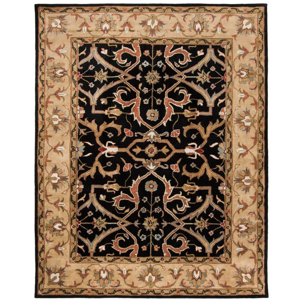 SAFAVIEH Heritage Charcoal/Beige 8 ft. x 10 ft. Border Area Rug HG644A ...