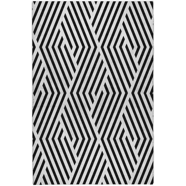 Dream Shag Premium Machine Washable Abstract ADS550 Black 5 ft. x 7 ft. 6 in. Area Rug