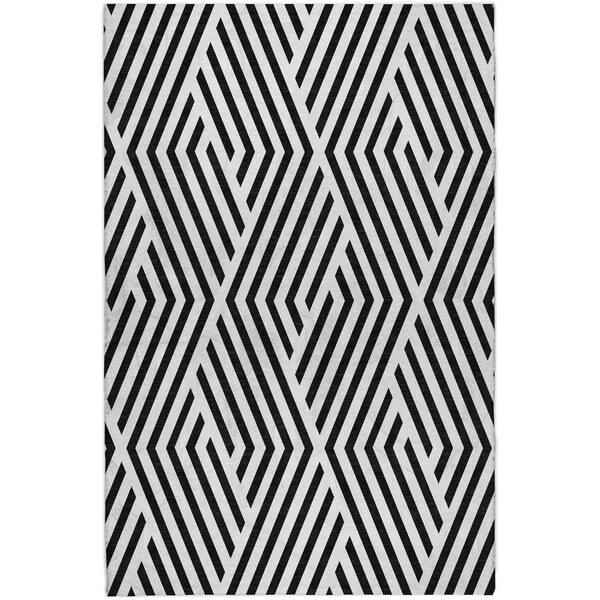 Dream Shag Premium Machine Washable Abstract ADS550 Black 8 ft. x 10 ft. Area Rug