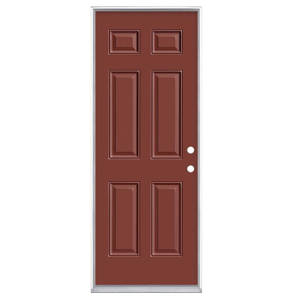 30 in. x 80 in. 6-Panel Left Hand Inswing Painted Steel Prehung Front Exterior Door No Brickmold price history on PriceWatchPro