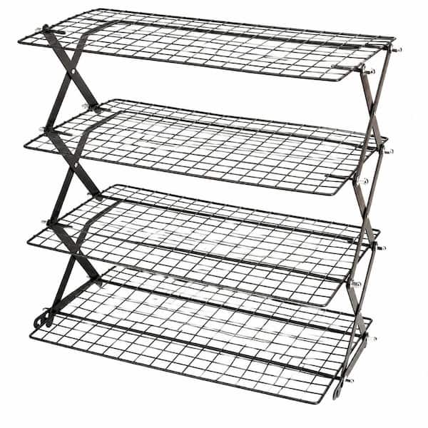 4-Tier Collapsible Adjustable Cooling Rack for Baking and Cooking, 16.3 in. Tall, Non-Stick Wire Rack