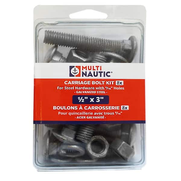 3/8-16 Galvanized Carriage Bolt Assembly Kit - 3.5" Length With Nuts & Washers