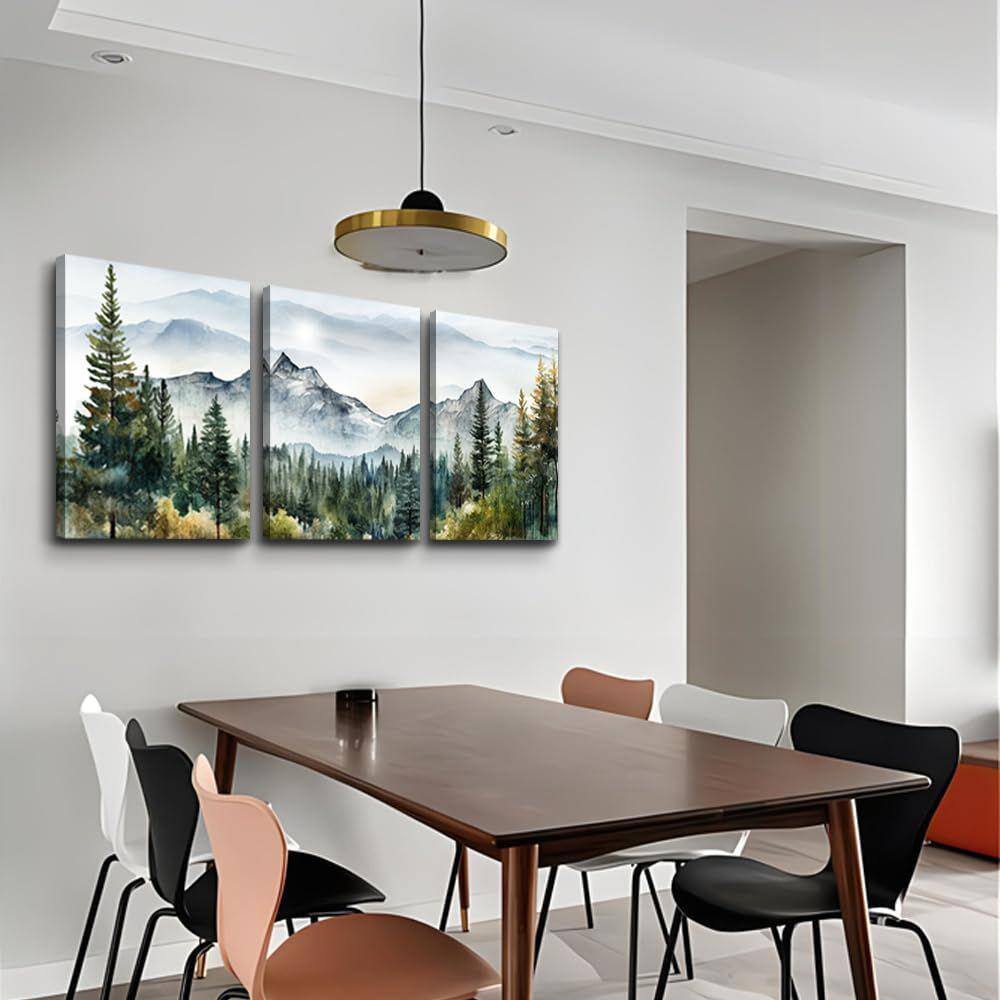 Abstract Mountain Forest Landscape Framed Canvas Art Set