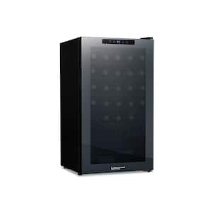 Shadow Series 24 in. Single Zone Temperature 34-Wine Bottles Beverage & Wine Cooler in Black Mirrored Finish