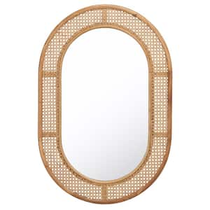Cayce 23.7 in. W x 35.5 in. H Wood Oval Modern Natural Mirror