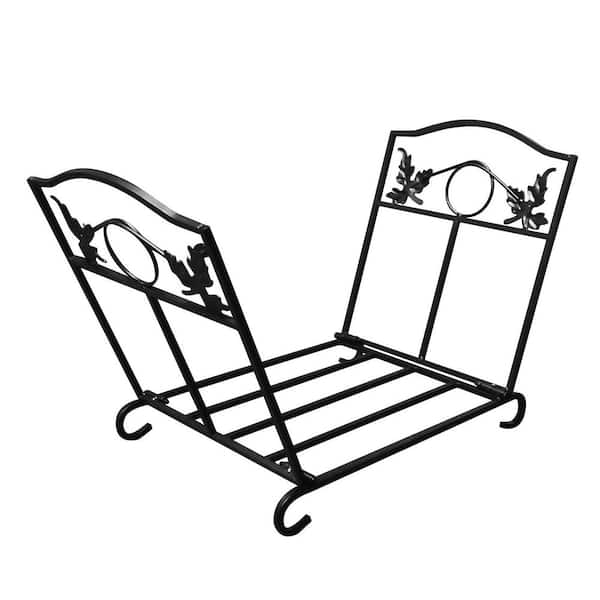 Indoor Outdoor Folding Log Storage Rack, Black