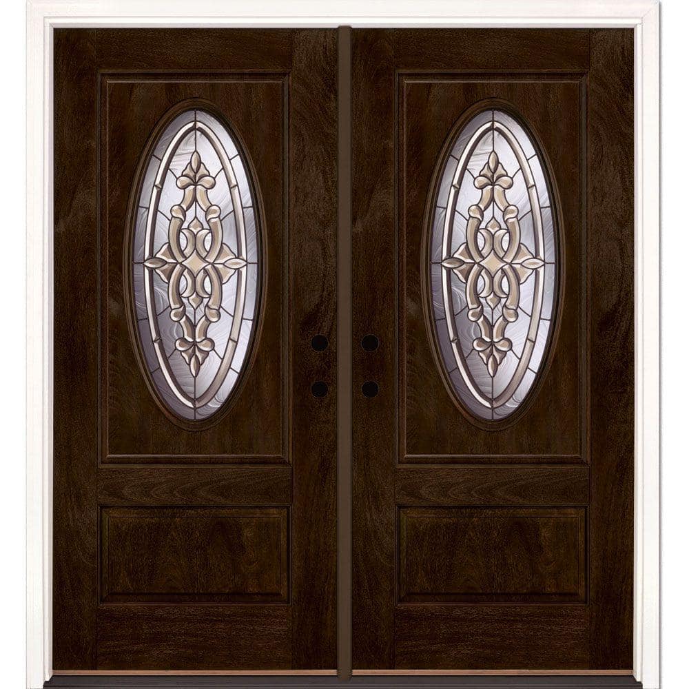 74 in.x81.625in.Silverdale Patina 3/4 Oval Lt Stained Chestnut Mahogany Rig