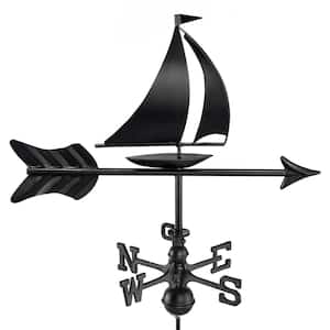 Modern Farmhouse-Inspired Sailboat Cottage/Shed Size Weathervane 8803KR with Roof Mount Black Finish