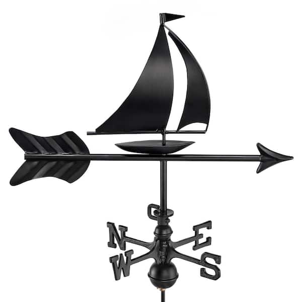 Good Directions Modern Farmhouse-Inspired Sailboat Cottage/Shed Size Weathervane 8803KR with Roof Mount Black Finish