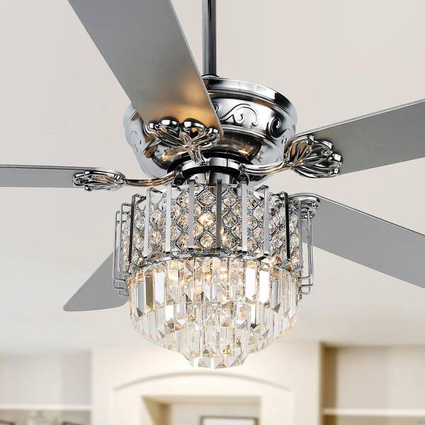 Oaks Aura Cascina 52 in. Indoor Chrome Glam Crystal Shade Reversible ...