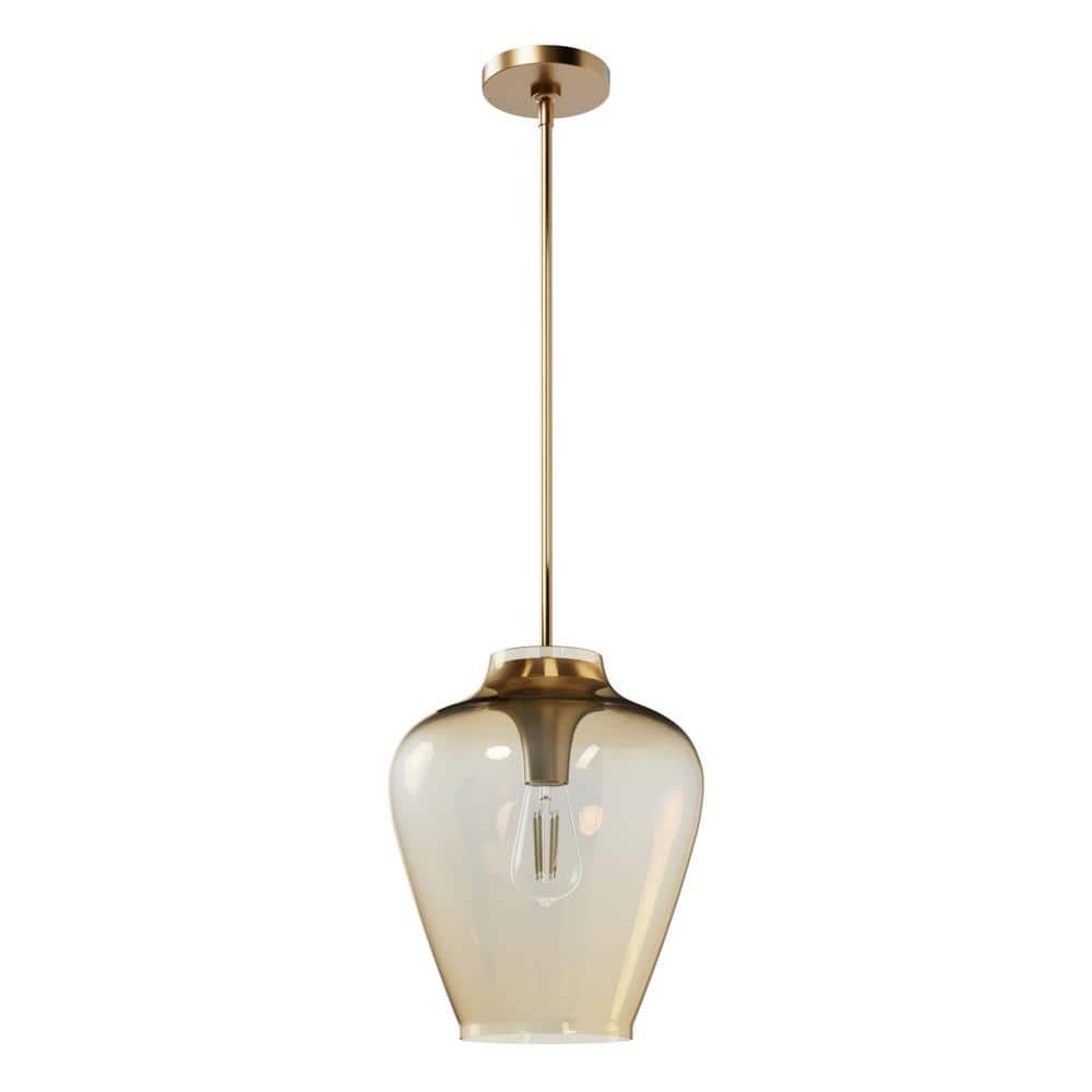 Alturas Gold Amber Iridescent Glass Globe Pendant Light