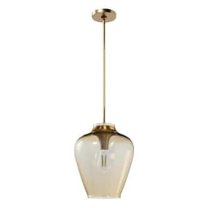Vidria 60-Watt 1-Light Alturas Gold Island Pendant Light with Amber Iridescent Glass Shade, Bulb Not Included