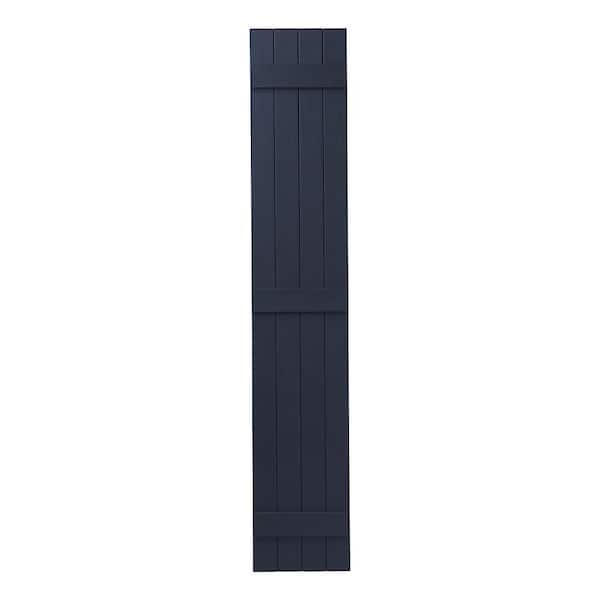 Ply Gem 15 in. x 71 in. Polypropylene 4-Board Closed Board and Batten Shutters Pair in Dark Navy