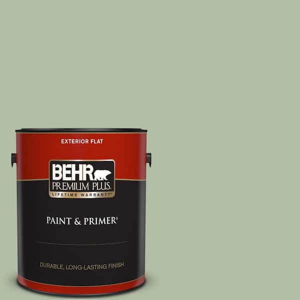 BEHR PREMIUM PLUS 1 gal. #S390-3 Creamy Spinach Flat Exterior Paint & Primer