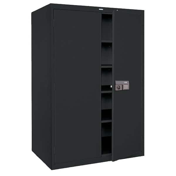 Sandusky 78 in. H x 48 in.W x 24 in. D 5-Shelf Steel Quick Assembly Keyless Electronic Coded Storage Cabinet in Black