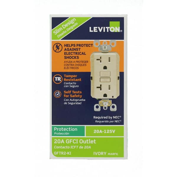 20 Amp 125 V Tamper Resistant Duplex Outlet/Receptacle, Ivory (3-Pack) GFTR2-HI3