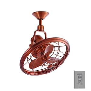 Bentley II 18 in. Indoor/Outdoor Weathered Copper Oscillating Ceiling Fan with Wall Control