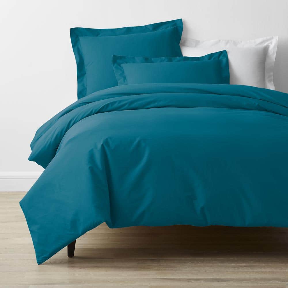 The Company Store Company Cotton Percale Teal Solid Full Duvet Cover