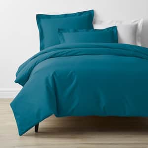 Company Cotton Percale Teal Solid King Duvet Cover
