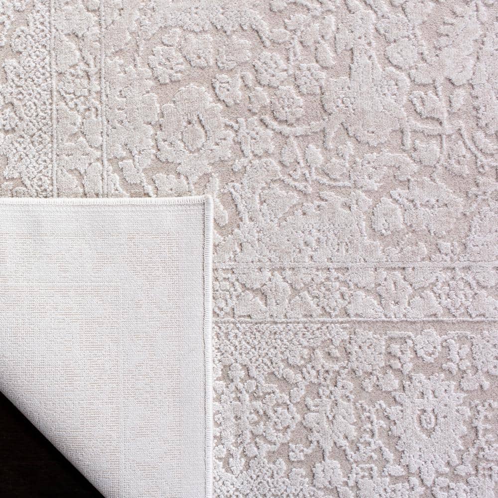 Ivory Floral Hand-Knotted Synthetic 4' x 6' Area Rug