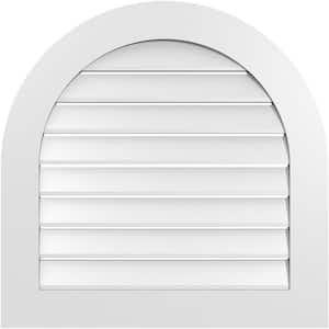 30 in. x 30 in. Round Top White PVC Paintable Gable Louver Vent Functional