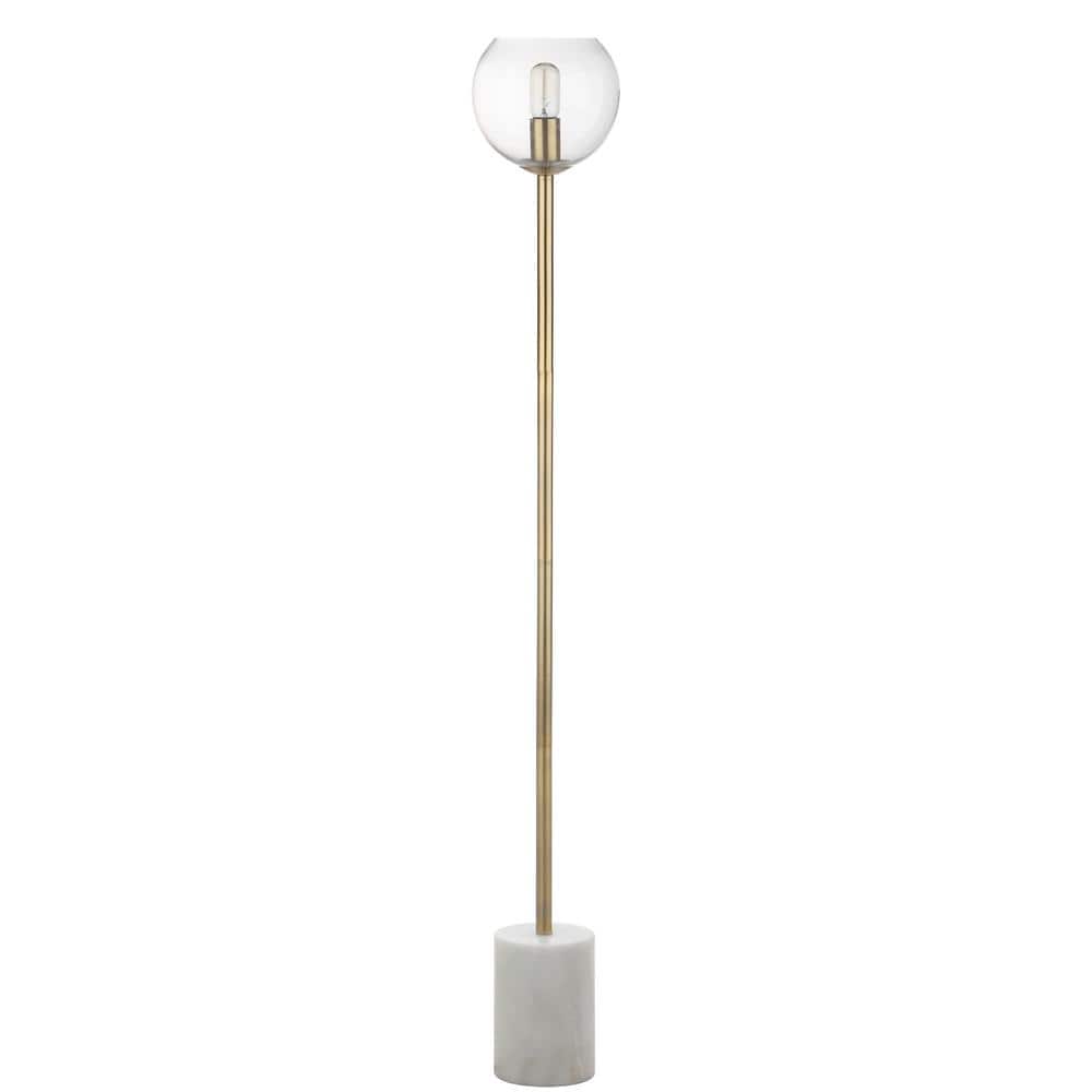 Bradley 61" Contemporary Gold & White Floor Lamp with Edison Bulb