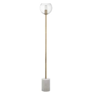 Bradley 61 in. White/Brass Gold Floor Lamp with Clear Open Globe Shade