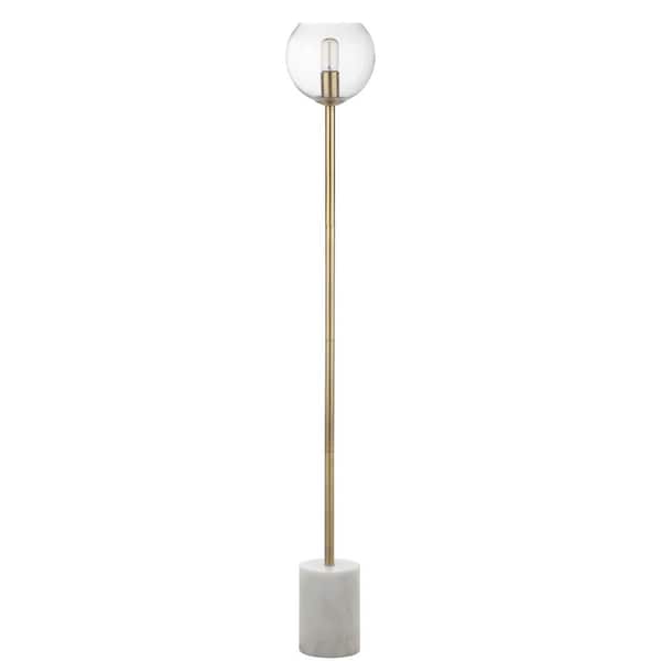 SAFAVIEH Bradley 61 in. White/Brass Gold Floor Lamp with Clear Open Globe Shade