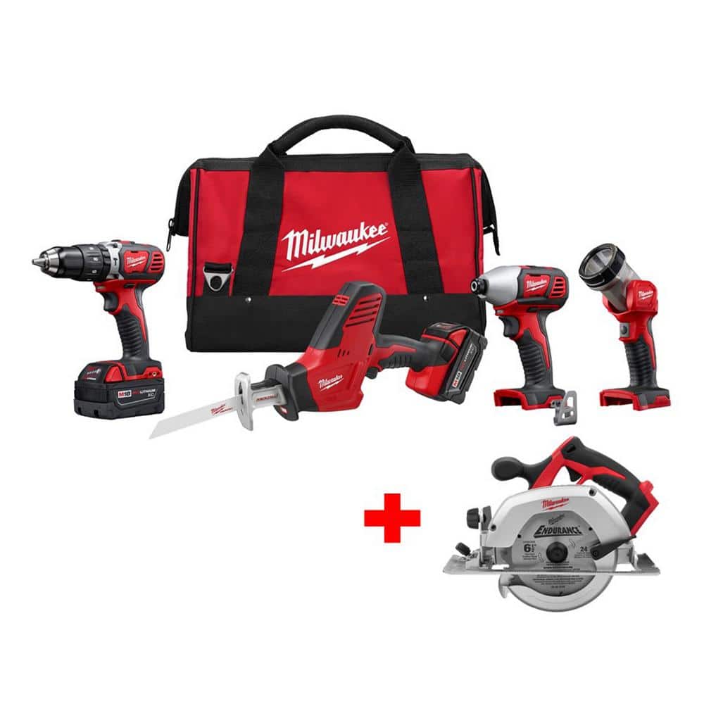 Milwaukee M18 18V Lithium-Ion Cordless Combo Kit (4-Tool) with Free M18 6-1/ in. Circular Saw 2695-24-2630-20 The Home Depot