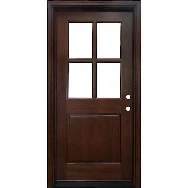 Steves & Sons 32 in. x 80 in. Farmhouse Ashville Left-Hand Inswing Mahogany Stained Wood Prehung Front Door