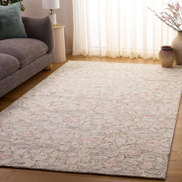 Ebony 4 ft. x 6 ft. Beige/Rust Abstract Floral Area Rug
