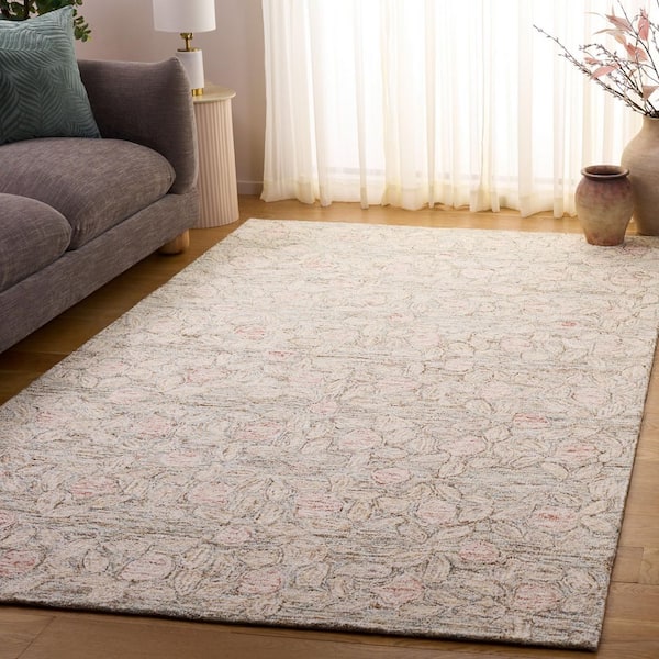 Ebony 8 ft. x 10 ft. Beige/Rust Abstract Floral Area Rug