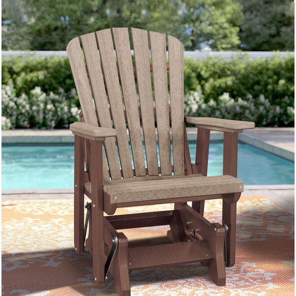 Amish-Made Weatherwood & Tudor Brown Fan Back Outdoor Glider