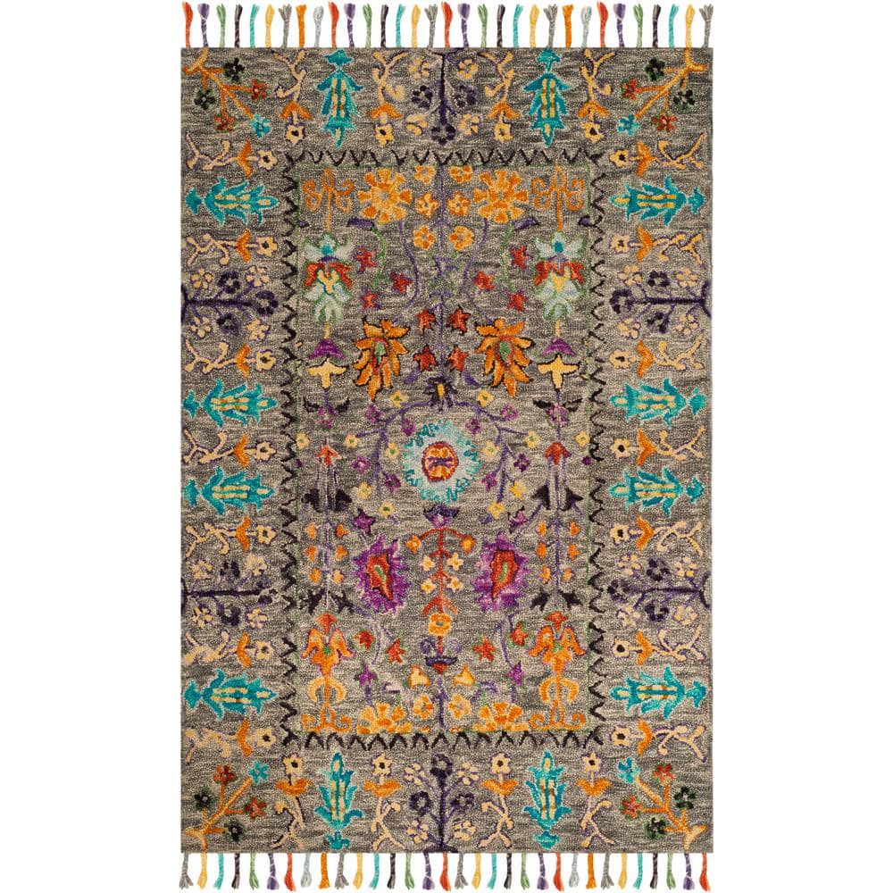 Handmade Gray Tufted Wool Rectangular 8' x 10' Area Rug