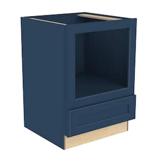 Newport 24 in. W x 24 in. D x 34.5 in. H in Blue Painted Plywood Assembled Kitchen Base Microwave Cabinet w Soft Close