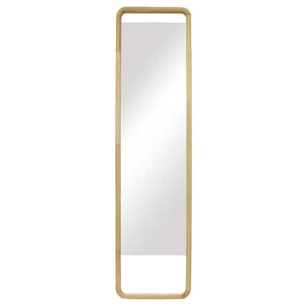 Mirrorize Canada 15 in. W. x 60 in. Natural Tall Wood Mirror with Floating glass and Oak Wood Rounded Frame